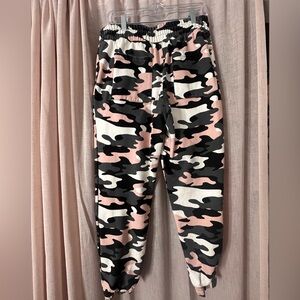Camp  pink Woman’s color light pink  white black grey joggers with elastic ankle